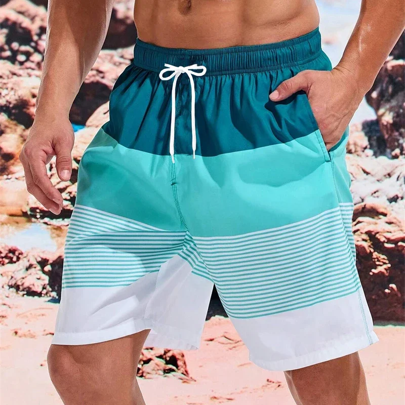 Sea Beach Casual Classic Stripe Beach Shorts For Men Loose Breathable Quick Dry Sport Board Short Summer Fashion New Short Pant thumbnail 2