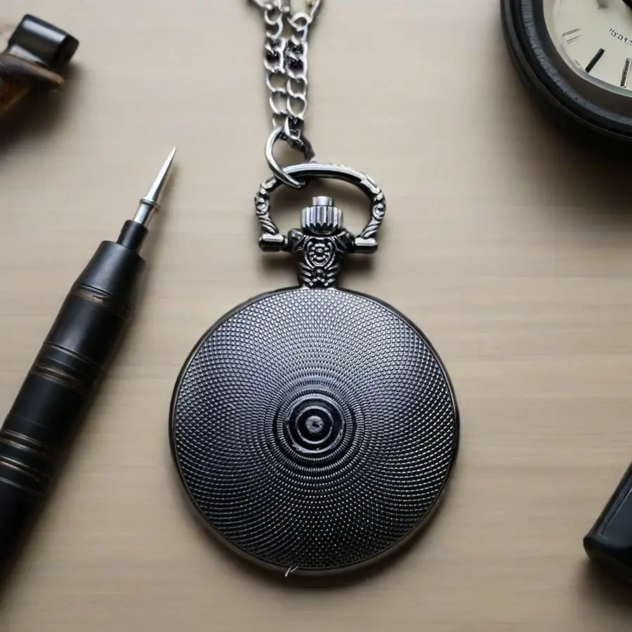 Colorful Pattern Medium Pocket Watch Retro Flip Decoration Necklace Watch Personalized Trend Male and Female Student Quartz thumbnail 3