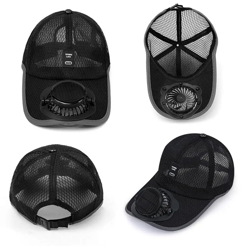 Breathable Sunhat with Solar Fan Sun Block Baseball Hat with Solar Fan USB Charging Fan Outdoor Sunhats Sunscreen Sunshade Hats thumbnail 2