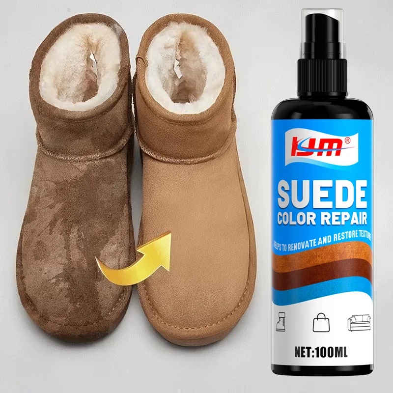 KJM 100ml Suede Color Repair Spray Instant Stain Remover And Renovator for Nubuck Shoes Boots Sneakers And Suede Bags thumbnail 2