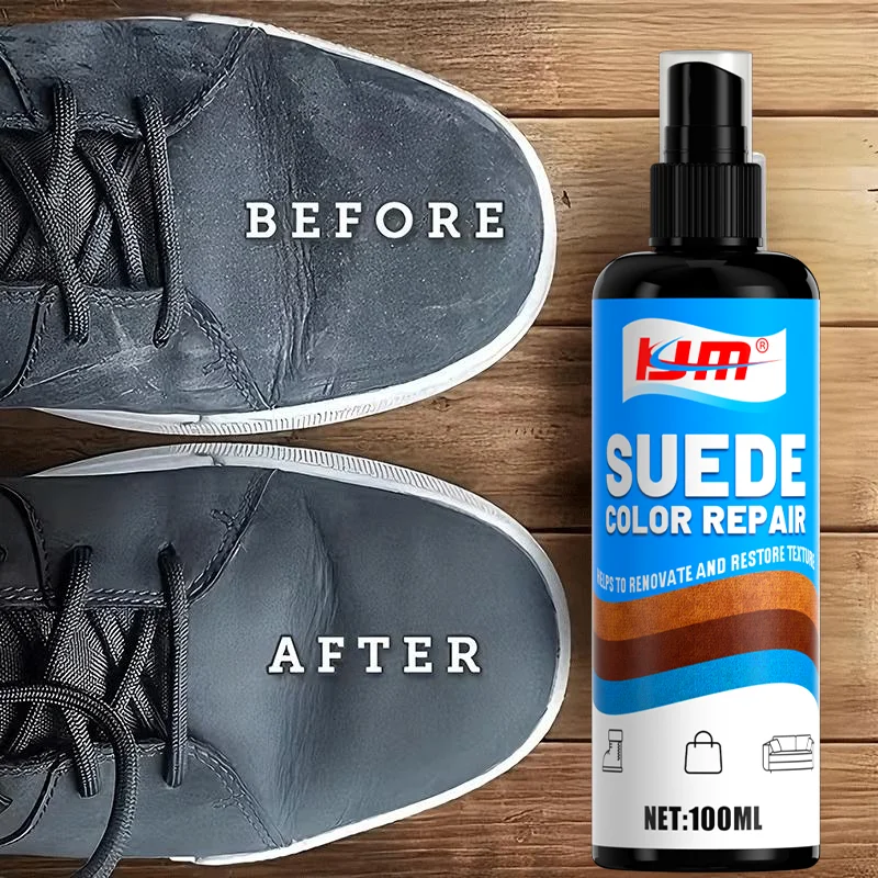 KJM 100ml Suede Color Repair Spray Instant Stain Remover And Renovator for Nubuck Shoes Boots Sneakers And Suede Bags thumbnail 5