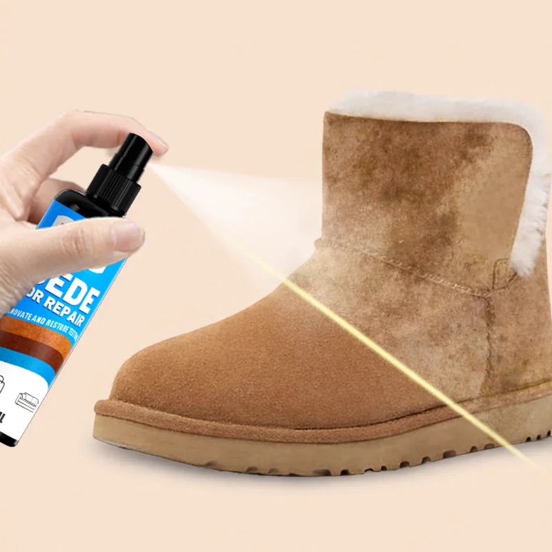 KJM 100ml Suede Color Repair Spray Instant Stain Remover And Renovator for Nubuck Shoes Boots Sneakers And Suede Bags thumbnail 6