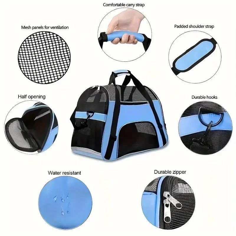 Cat Bags Portable Dog Carrier Bag Mesh Breathable Foldable Cats Carrier Bag Travel Breathable Transport Handbag thumbnail 4