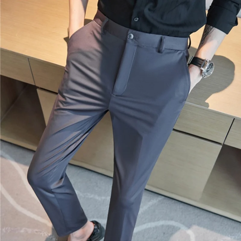 29-42 Men's Summer Pants Thin Straight Stretch Casual Pants with No Trace No Ironing Fabric Silky and Cool Feeling thumbnail 3