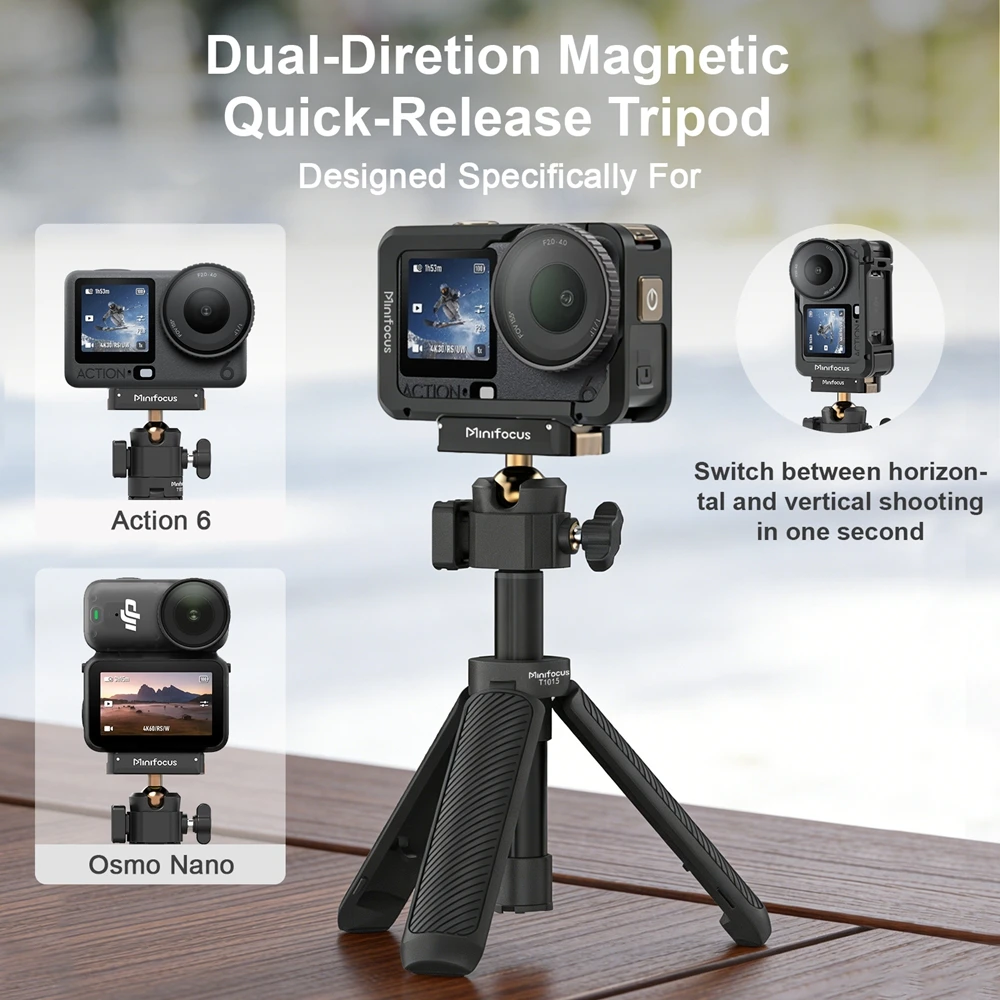Minifocus Magnetic Selfie Stick Tripod for DJI Osmo Action 6, Osmo Nano Extendable Mini Extension Rod, Dual-Direction Magnetic thumbnail 2