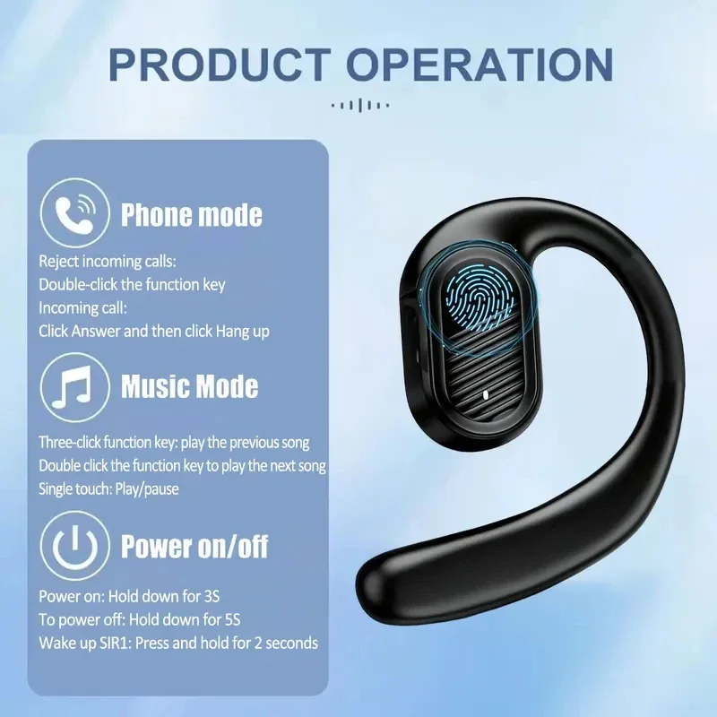 Bluetooth 5.4 Open Wireless Earphone Left Right Ear Universal Headset With Mic For Sport Business Music 99D Stereo System thumbnail 4