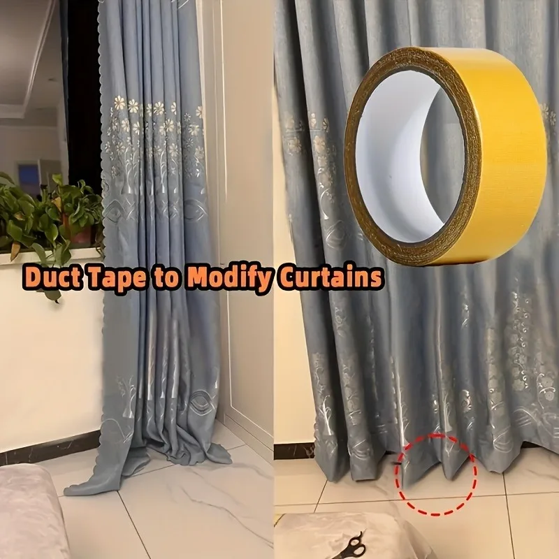 1 Roll of 393.7 Inch Curtain Shortening Tape Multifunctional Traceless Adhesive for Curtains Carpet Home Adhesive Universal thumbnail 3