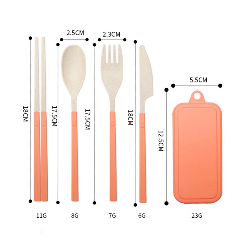 4Pcs Portable Plastic Cutlery Wheat Straw Dinnerware Set Detachable Outdoor Camping Cutlery Set Lunch Box Cutlery Set DCS004 thumbnail 5
