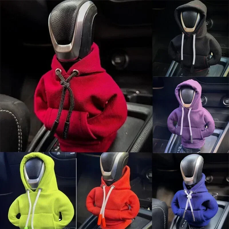 Fashion Hoodie Car Gear Shift Knob Cover Sweatshirt Handle Gear Lever Decoration Hoodie Cover Car Interior Accessories Gift thumbnail 6