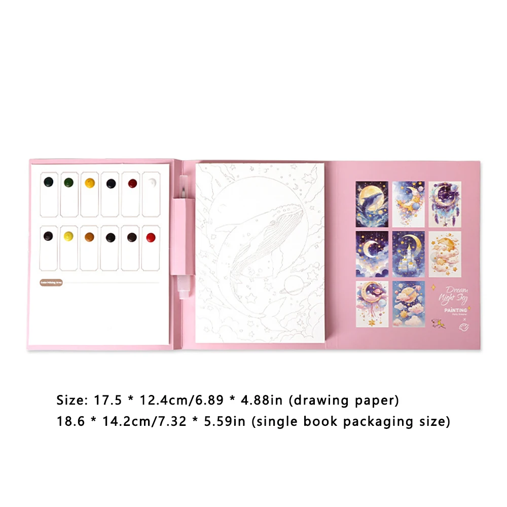 Travel Watercolor Painting Set with Tri-Fold Book, Built-in 12 Colors & Stress Relief Note Paper for DIY Art Therapy thumbnail 6