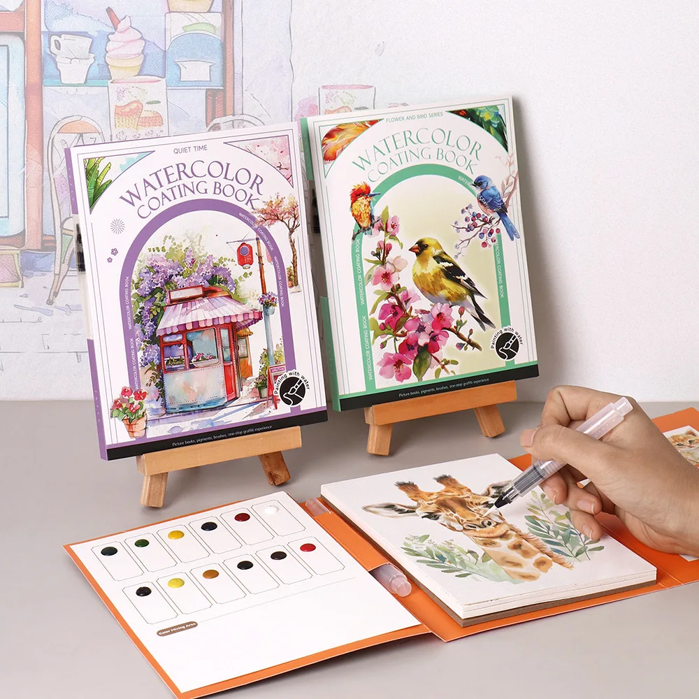 Travel Watercolor Painting Set with Tri-Fold Book, Built-in 12 Colors & Stress Relief Note Paper for DIY Art Therapy thumbnail 4