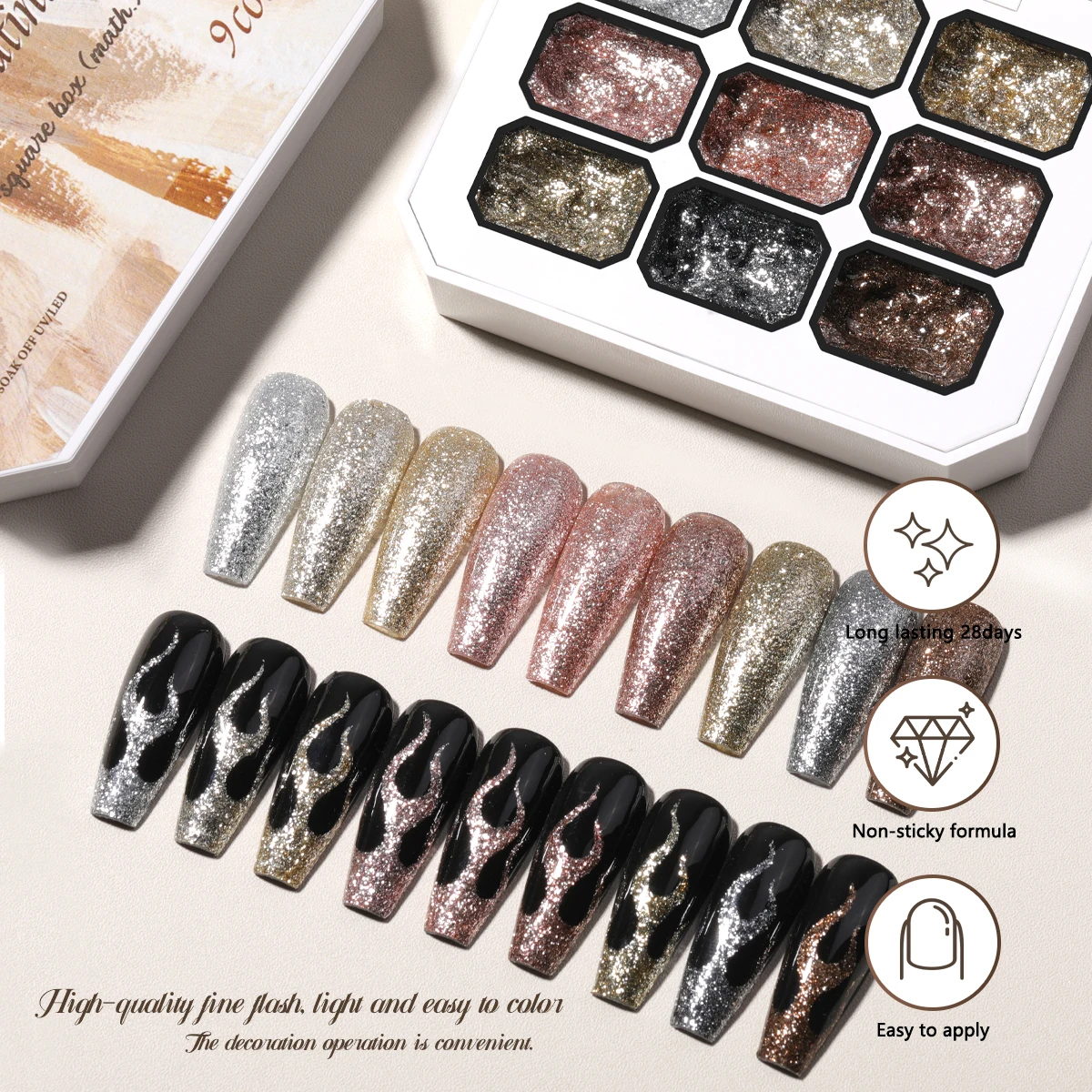 9 colors soild patting glue platinum glue ，solid nail polish color gradual change gel nail art creation DIY beginner thumbnail 4