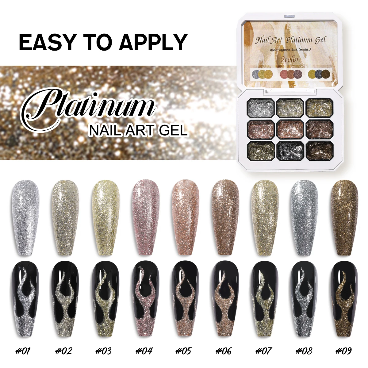 9 colors soild patting glue platinum glue ，solid nail polish color gradual change gel nail art creation DIY beginner thumbnail 2
