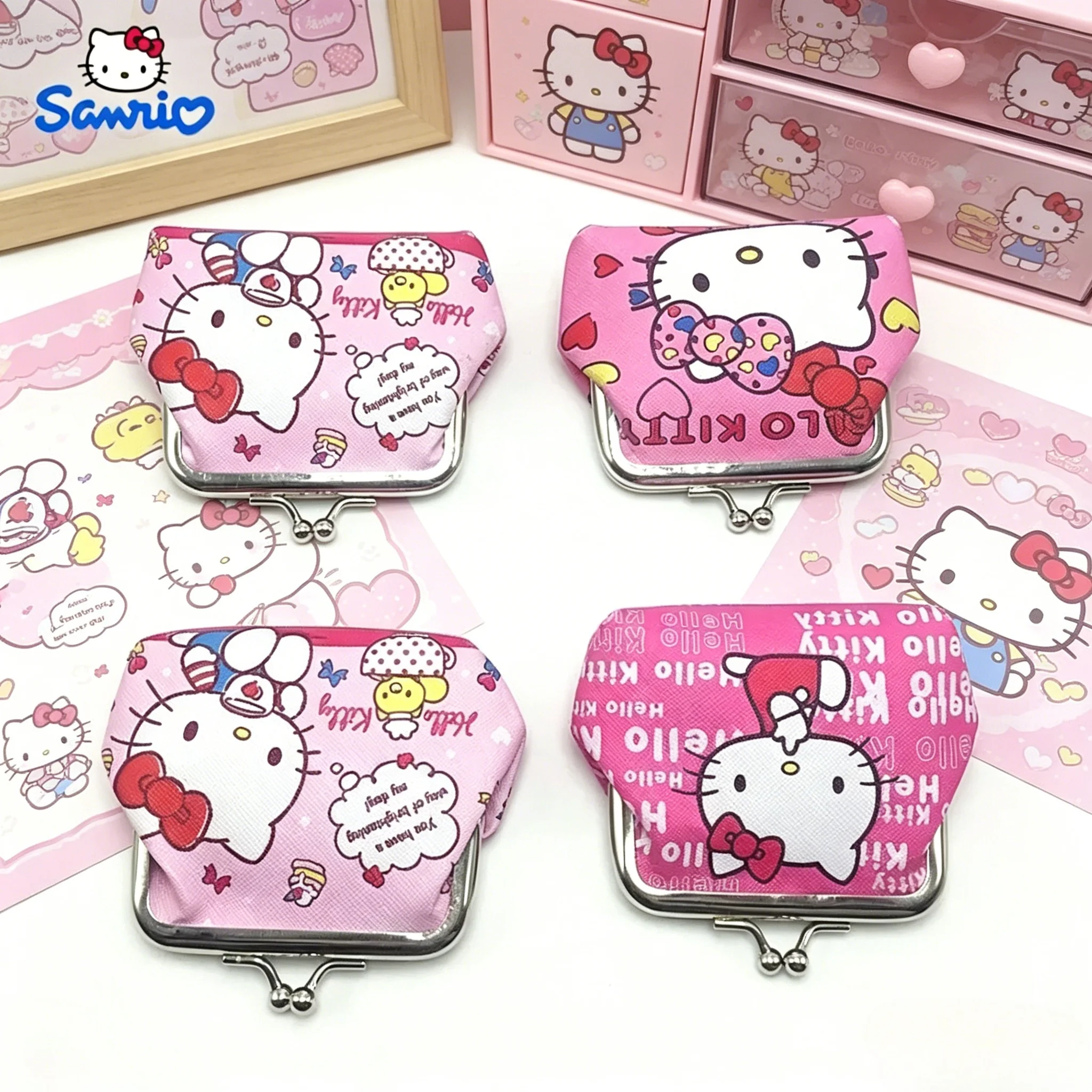 New Lovely Hello Kitty Cartoon Coin Pouch Purse Mini Wallet Melody Bags Girls Purse Kawaii Wallet Kid Decor Bag Holiday Present
