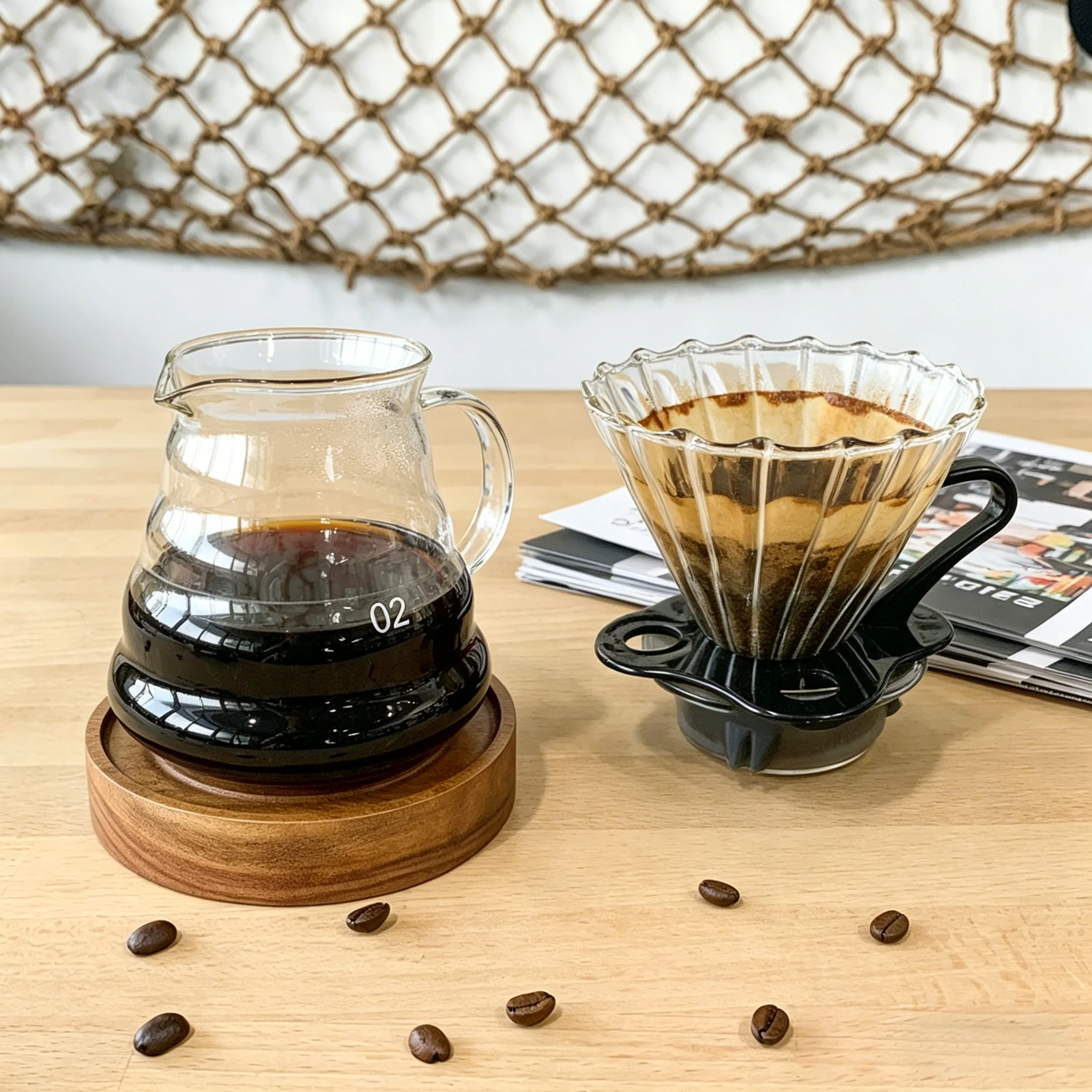 Premium Borosilicate Glass Pour Over Coffee Set - V60 Dripper & 600ml Server, Heat Resistant for Home & Office Brewing thumbnail 4