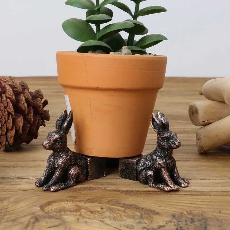 3Pcs Flower Pot Feet Stand Animal Shape Cat Dog Rabbit Plant Pots Risers Pad Outdoor Garden Resin Pot Foot Plant Bonsai Holders thumbnail 5