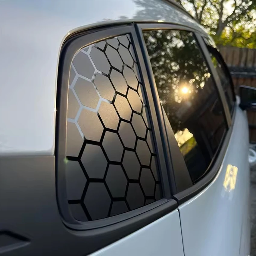 Car Side Window Honeycomb Matte Black Sticker For Triangular Window Decoration Vinyl Sticker Universal All Vehicle Accessories thumbnail 2