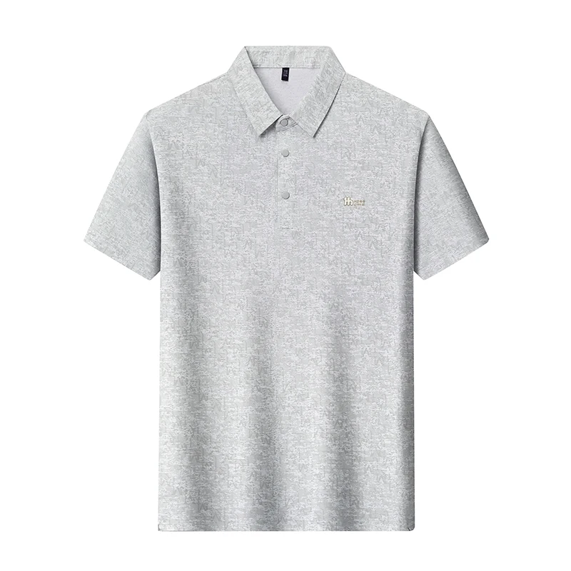 Summer Seamless Ice Silk Short-sleeve T-shirt with Collar, Thin Casual Half-sleeve Stretch T-shirt, Printed Top Polo Shirt thumbnail 6