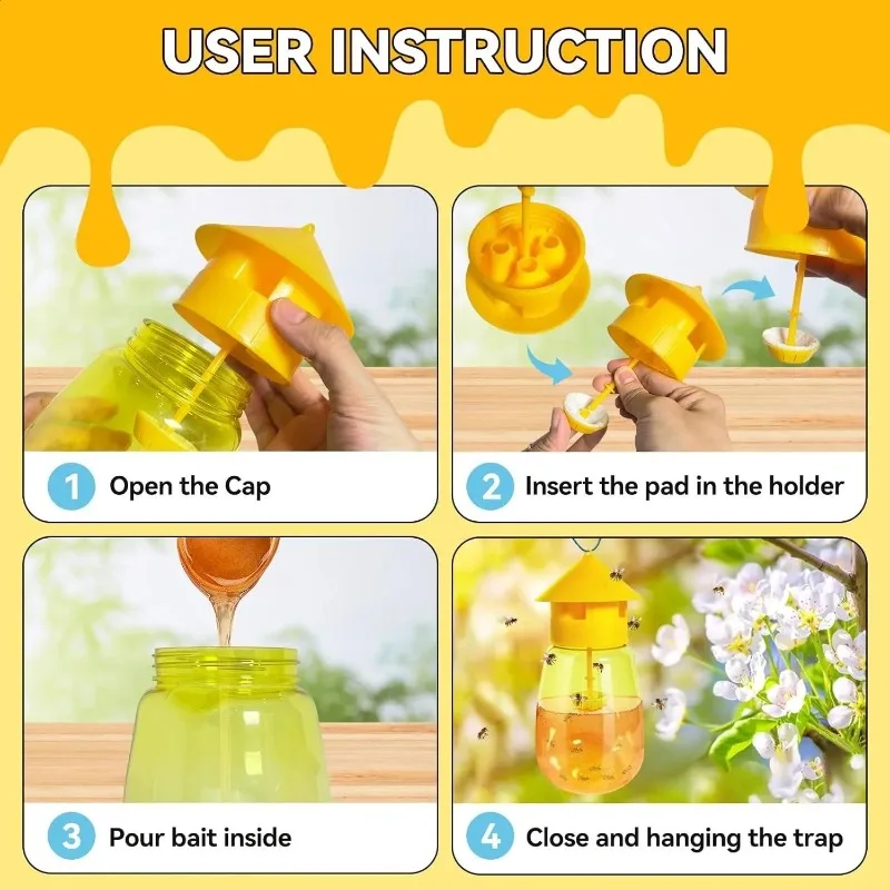 Liquid Fruit Fly Trap Attractant Set Long-Lasting Deterring Bait Anti Fly Killer Orchard Pest Control Yellow Bee Catcher Traps thumbnail 5