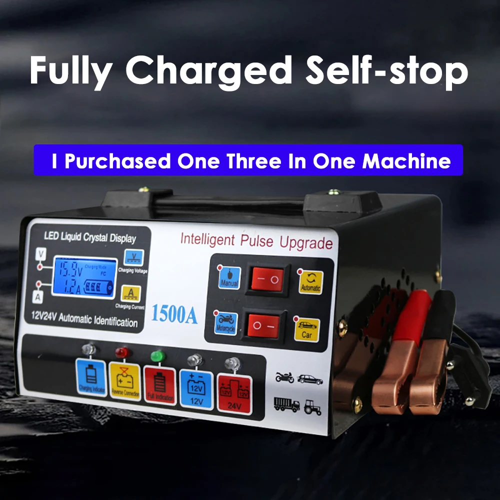 Charger Car & Motorcycle Battery Charging Unit Pulse Intelligent Repair LCD Display Multiple Safety 220W Intelligent Car Battery thumbnail 4