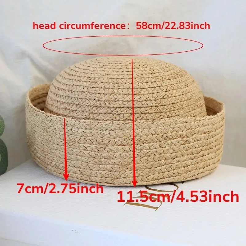 summer ins Blog 100% Raffia Sailor Hat beach sun hat for women straw beret Hand Wedding Party Luxury Hat  Fedora Cap thumbnail 4