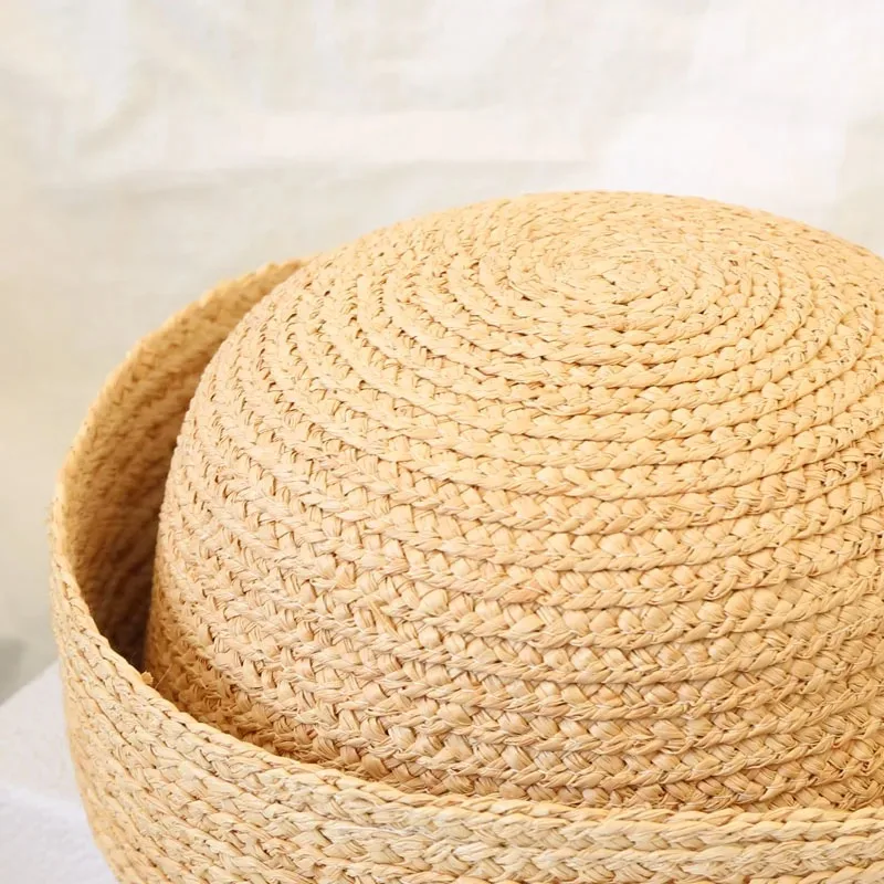 summer ins Blog 100% Raffia Sailor Hat beach sun hat for women straw beret Hand Wedding Party Luxury Hat  Fedora Cap thumbnail 6