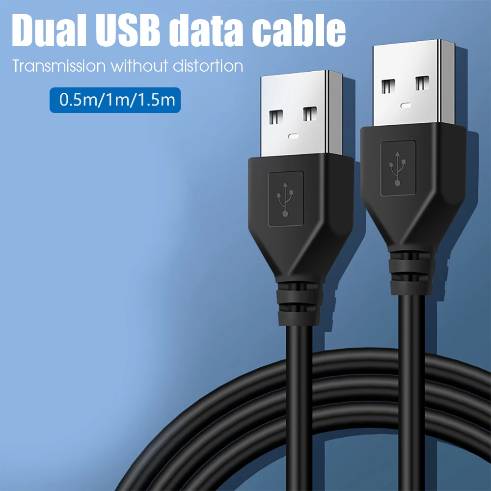 1.5M USB A Male To USB Male Dual USB Extension Cable For Radiator Hard Disk Webcom Camera USB Date Transmission Extender Cable thumbnail 2