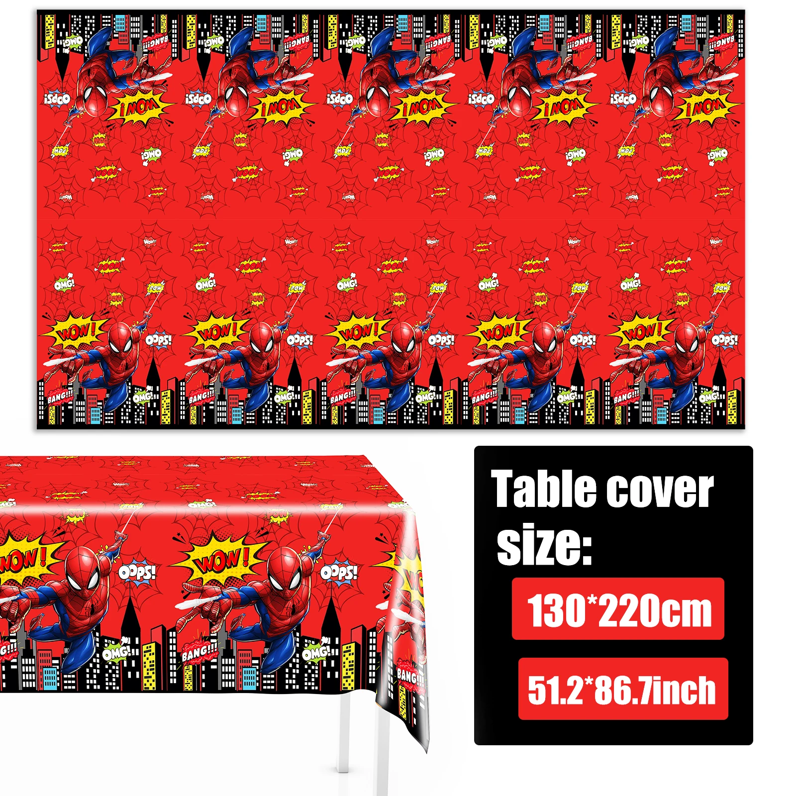 Spiderman Disposable Tablecloth Birthday Party Decoration Disposable Dinnerware Table Cover for Kids Baby Showr Party Supplies thumbnail 5