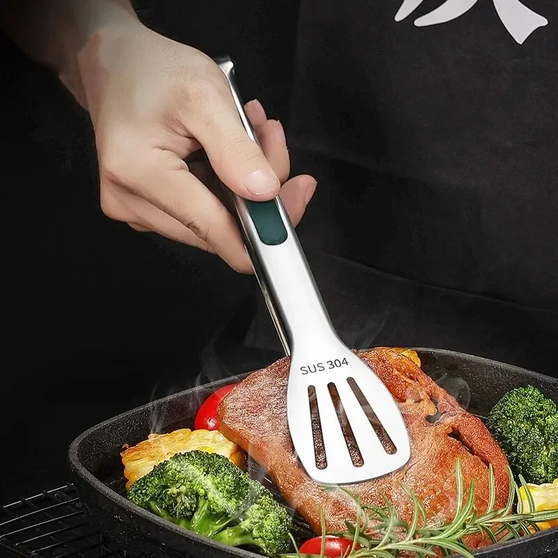 304 Non Slip Stainless Steel Food Tongs Meat Salad Bread Clip Barbecue Grill Buffet Clamp Cooking Tools Kitchen Accessories thumbnail 4