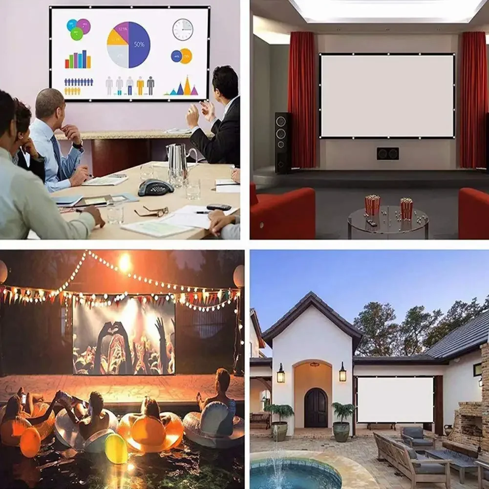 Anti Light Projector Screen Fabric 60 72 84 100 120 150 Inch Projection Cloth Simple Curtain Home Outdoor Office Accessories thumbnail 5