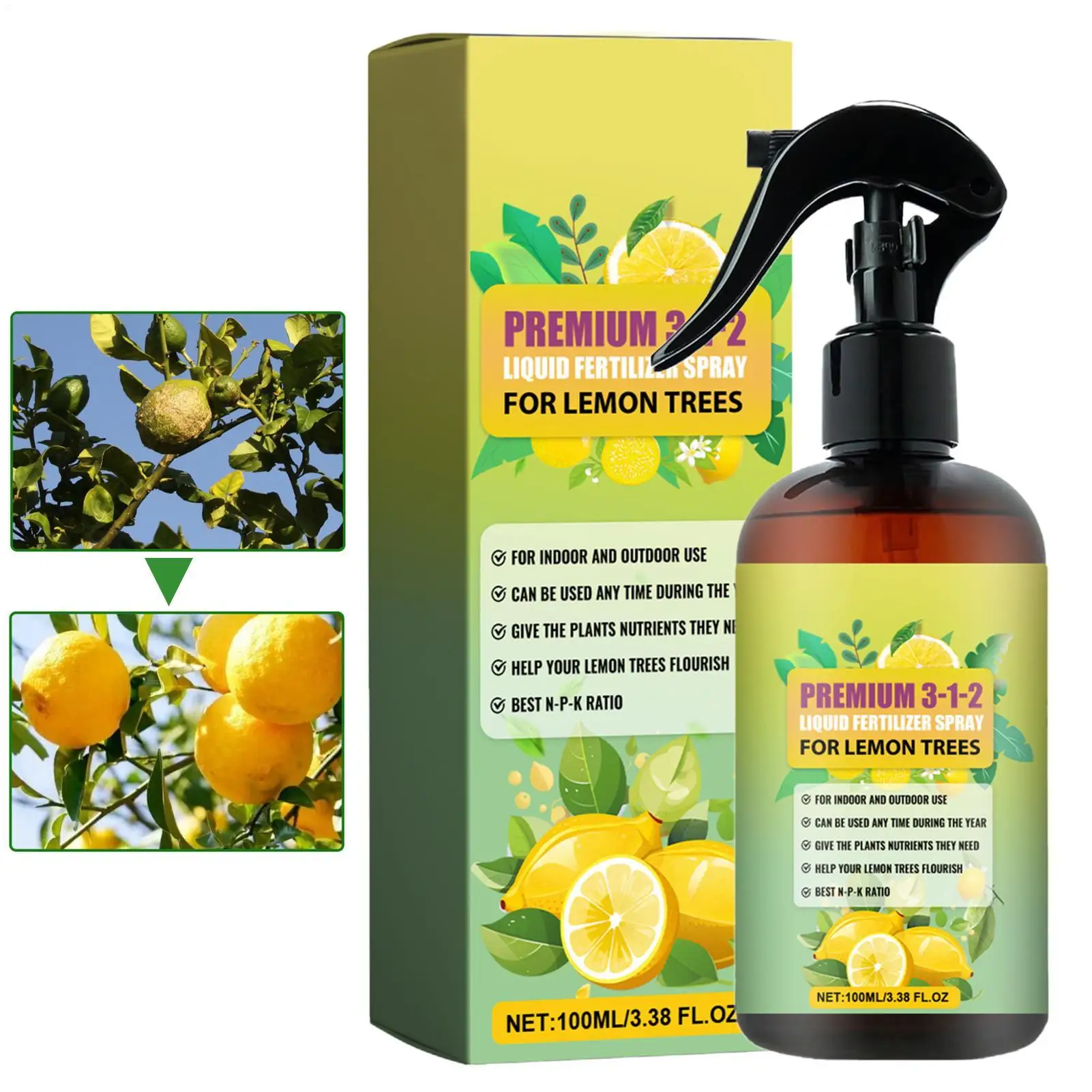 Lemon Tree Fertilizer Vital Health Food Nutrient Gardening Blend Fertilizer Leaf Growth Supplement Plant Liquid Organic Spray