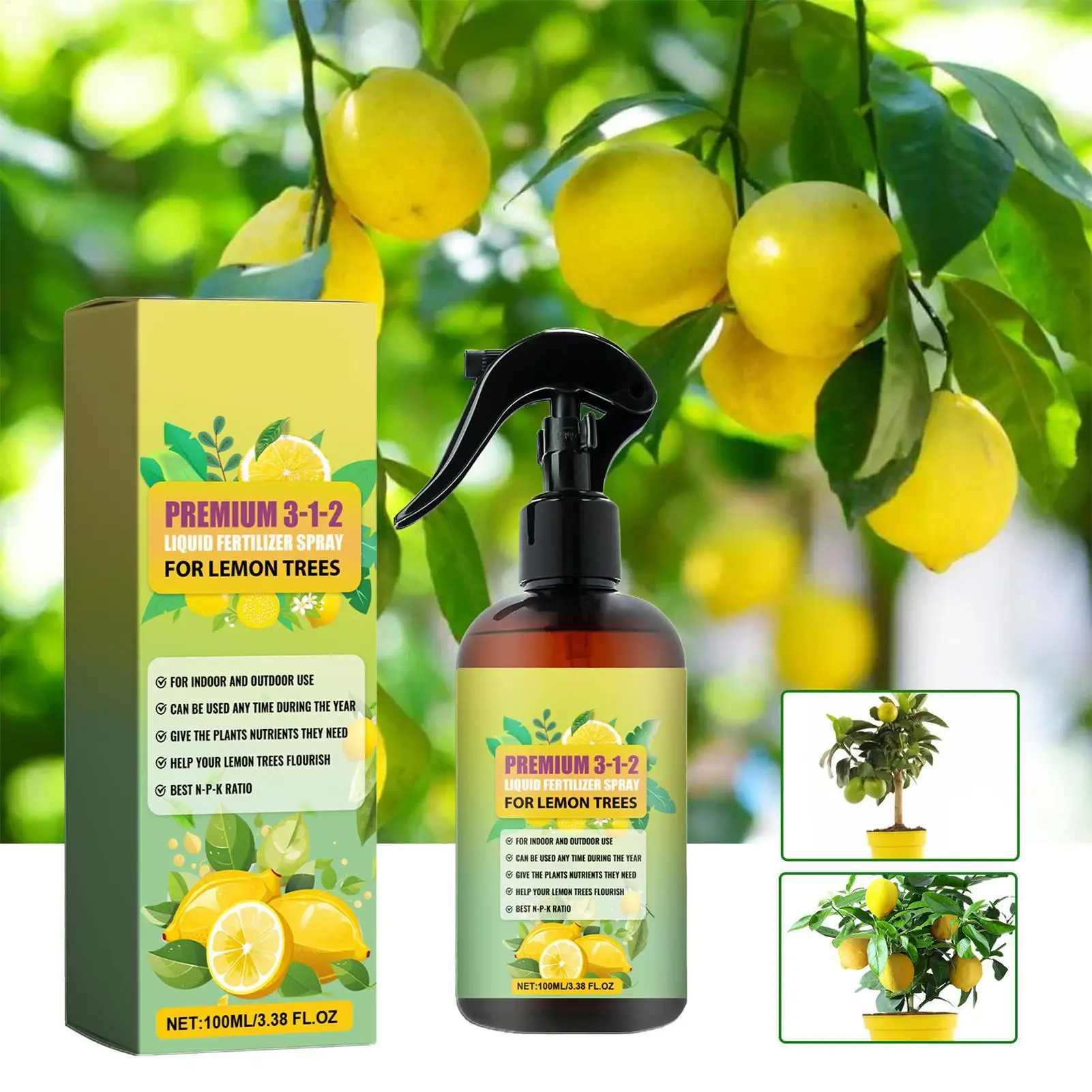 Lemon Tree Fertilizer Vital Health Food Nutrient Gardening Blend Fertilizer Leaf Growth Supplement Plant Liquid Organic Spray thumbnail 2