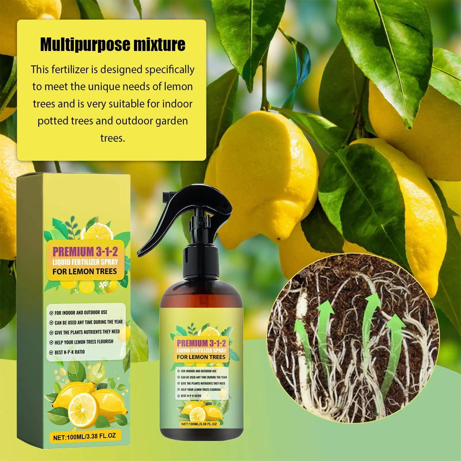 Lemon Tree Fertilizer Vital Health Food Nutrient Gardening Blend Fertilizer Leaf Growth Supplement Plant Liquid Organic Spray thumbnail 4