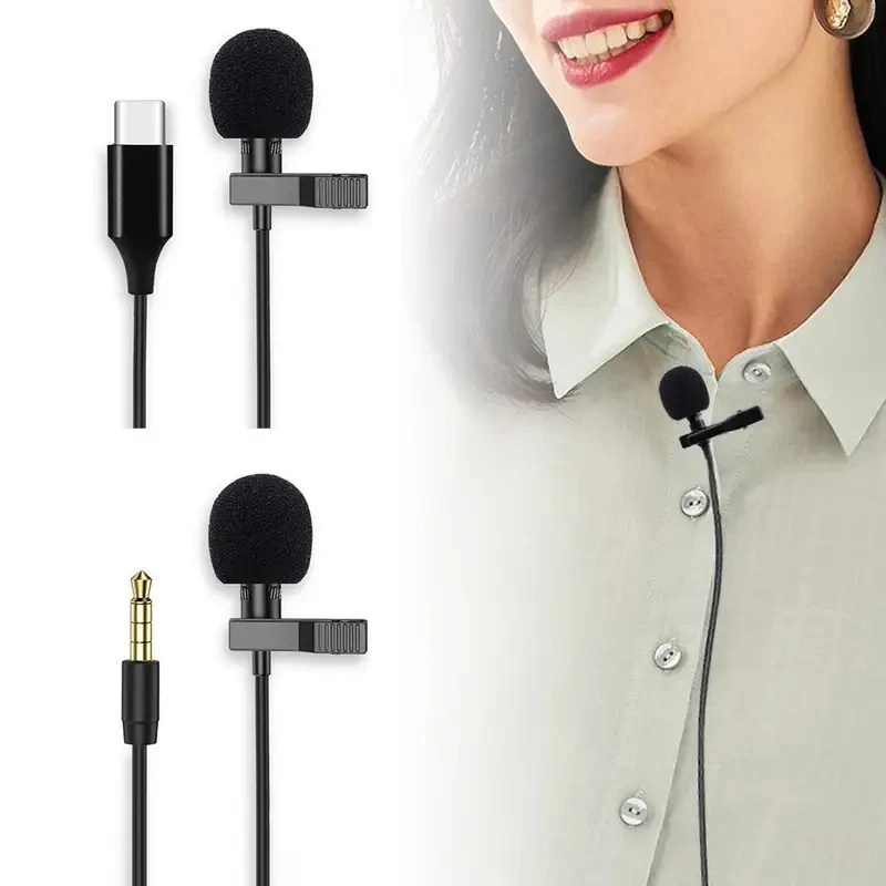 1/3/5pcs Portable 3.5mm/Type C Mini Microphone For Phone Clip-On Lapel Lavalier Professional Mic For PC Laptop Mobile Microphone thumbnail 2