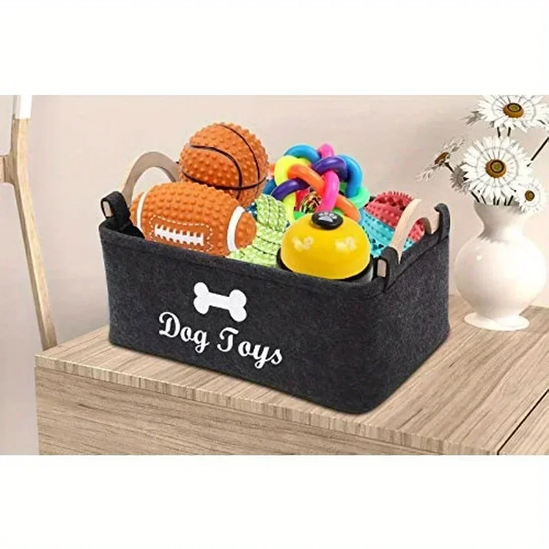 Felt pet toy box, dog toy box, storage basket box - perfect for organizing pets thumbnail 3