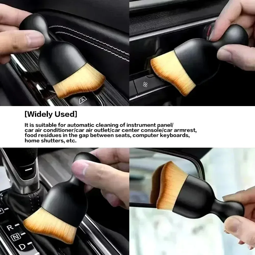 Car Interior Cleaning Brush Conditioner Air Outlet Soft Fur Clean Brushes with Shells Crevice Dust Removal Detailing Brush Tools thumbnail 4
