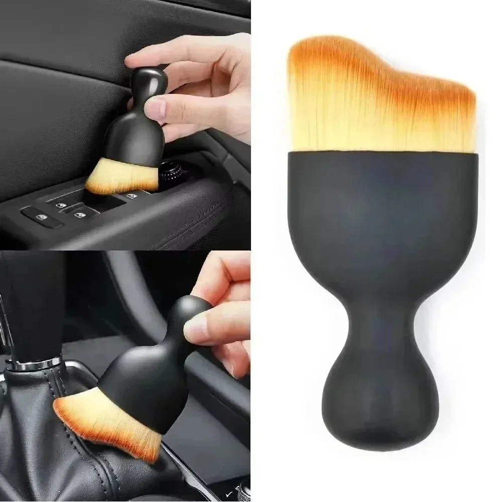 Car Interior Cleaning Brush Conditioner Air Outlet Soft Fur Clean Brushes with Shells Crevice Dust Removal Detailing Brush Tools thumbnail 5