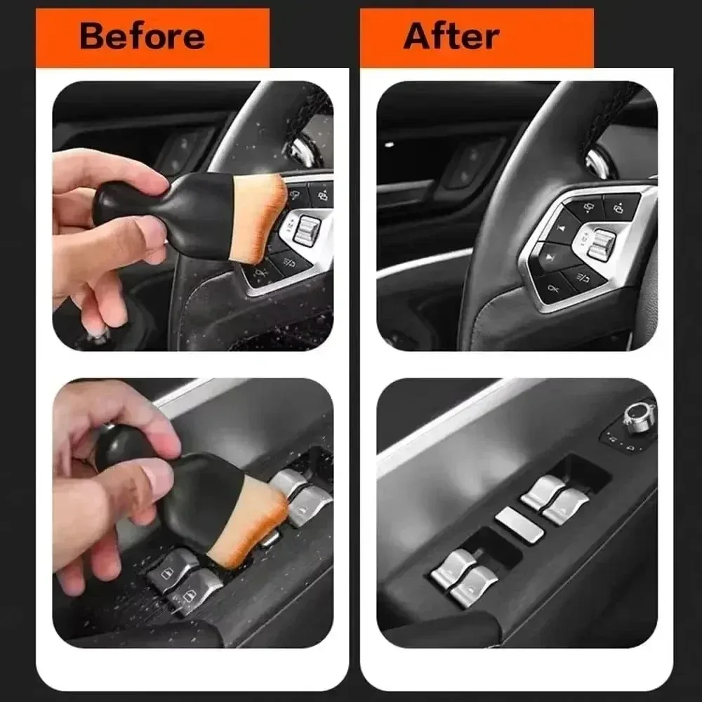 Car Interior Cleaning Brush Conditioner Air Outlet Soft Fur Clean Brushes with Shells Crevice Dust Removal Detailing Brush Tools thumbnail 3