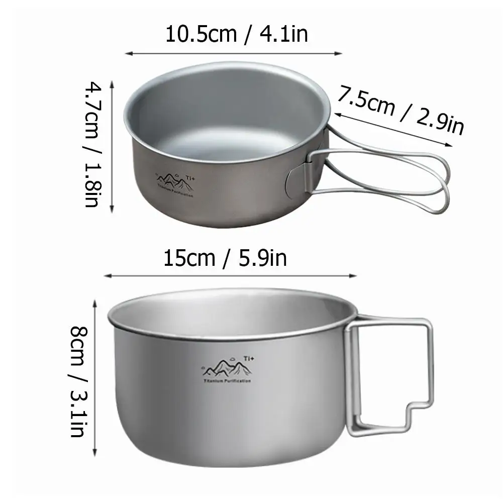 Upgrade Titanium Camping Pot Folding Bail Handle Portable Cookware for Backpacking Hiking Outdoor Cooking Stove Picnic thumbnail 6