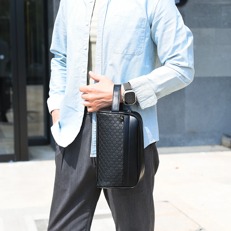 Designer Men's bag High Quality Leather Clutch Bag Fashion Brand Handbag Classic Business Clutches Phone Purse Male Pouch Bolsos thumbnail 2