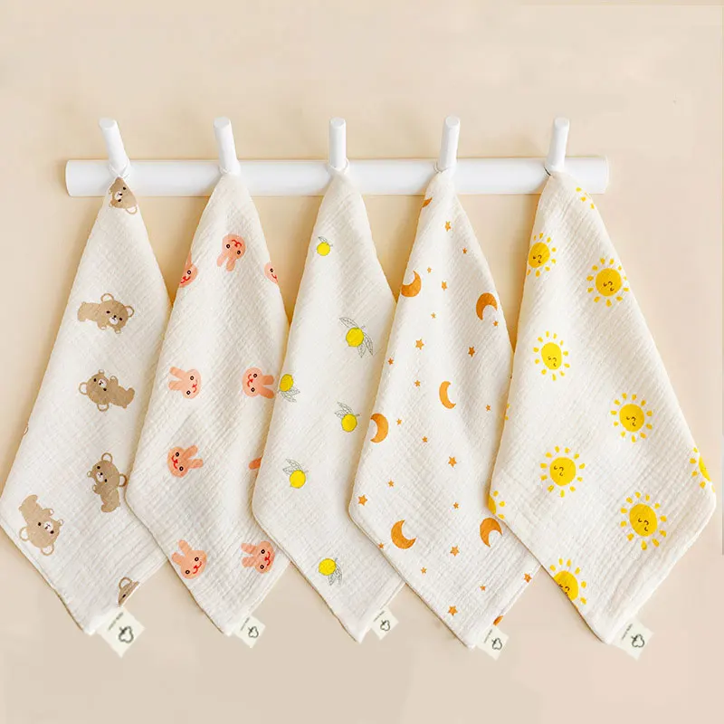 1/4pcs Cotton Baby Towels Newborn Burp Cloth Square Towels Cute Koala Bear Pure Cotton Soft Absorbent Gauze Kids Washcloth thumbnail 3