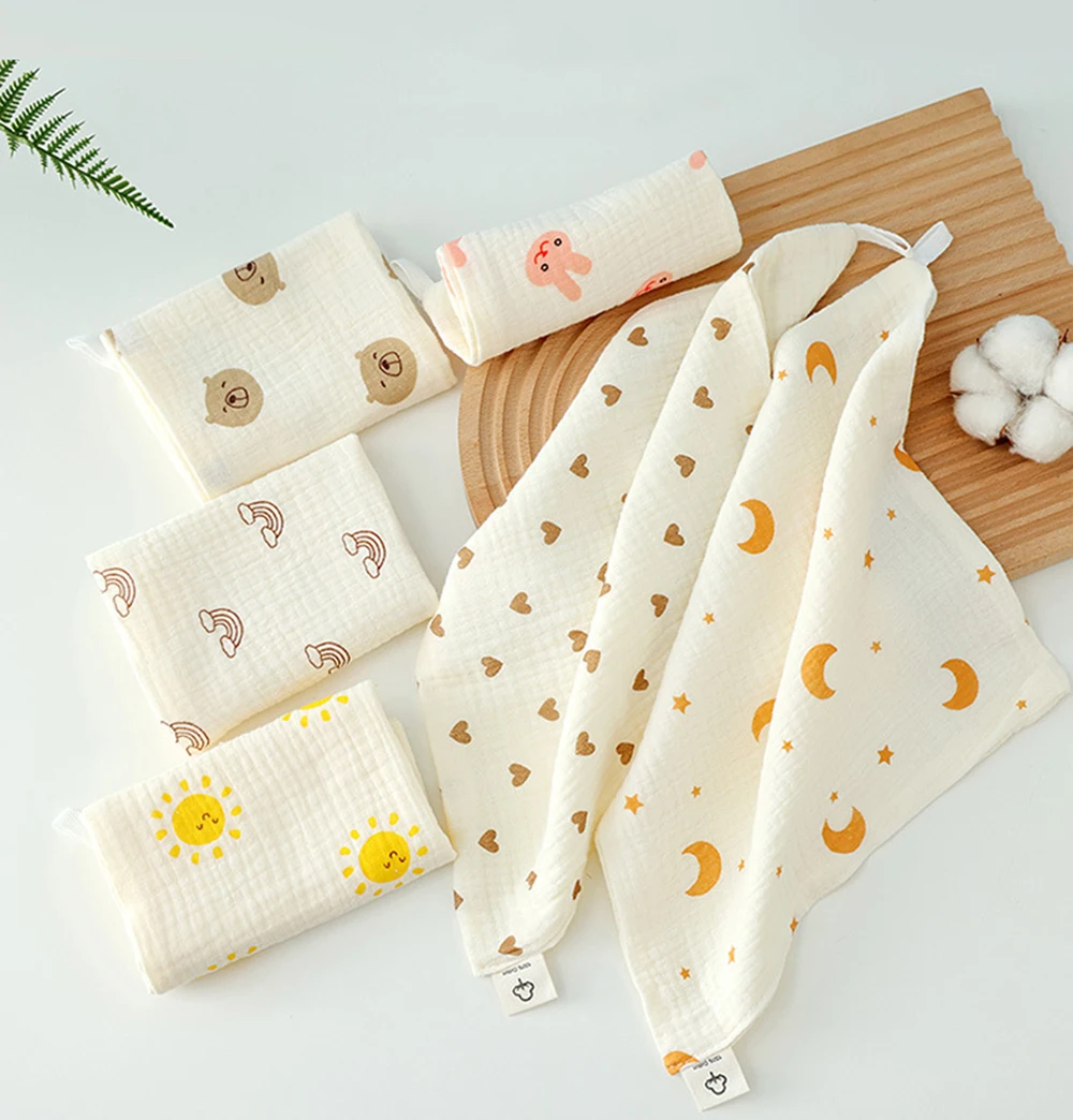 1/4pcs Cotton Baby Towels Newborn Burp Cloth Square Towels Cute Koala Bear Pure Cotton Soft Absorbent Gauze Kids Washcloth thumbnail 4