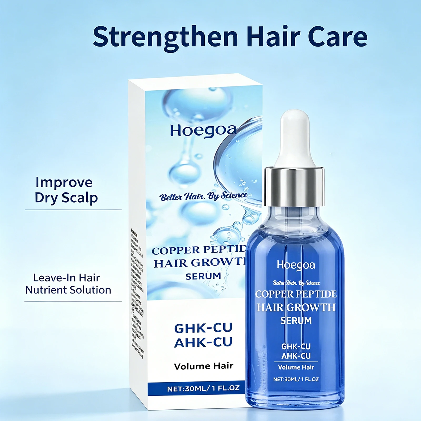 Copper Peptide Hair Serum GHK Cu Hair Growth Activate Follicles Strengthen Roots Thicker Hair Dry Scalp Anti Breakage Daily Care
