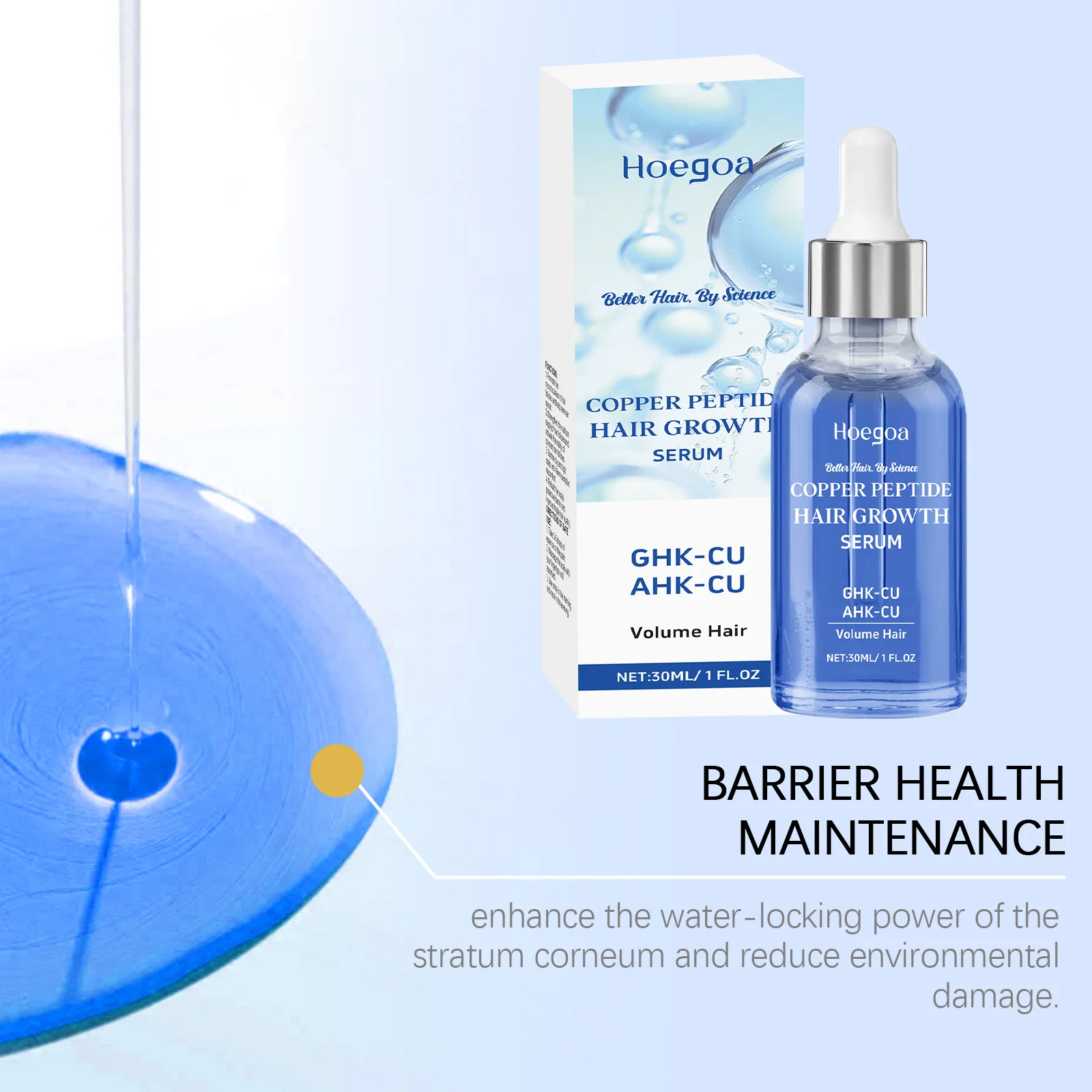 Copper Peptide Hair Serum GHK Cu Hair Growth Activate Follicles Strengthen Roots Thicker Hair Dry Scalp Anti Breakage Daily Care thumbnail 3