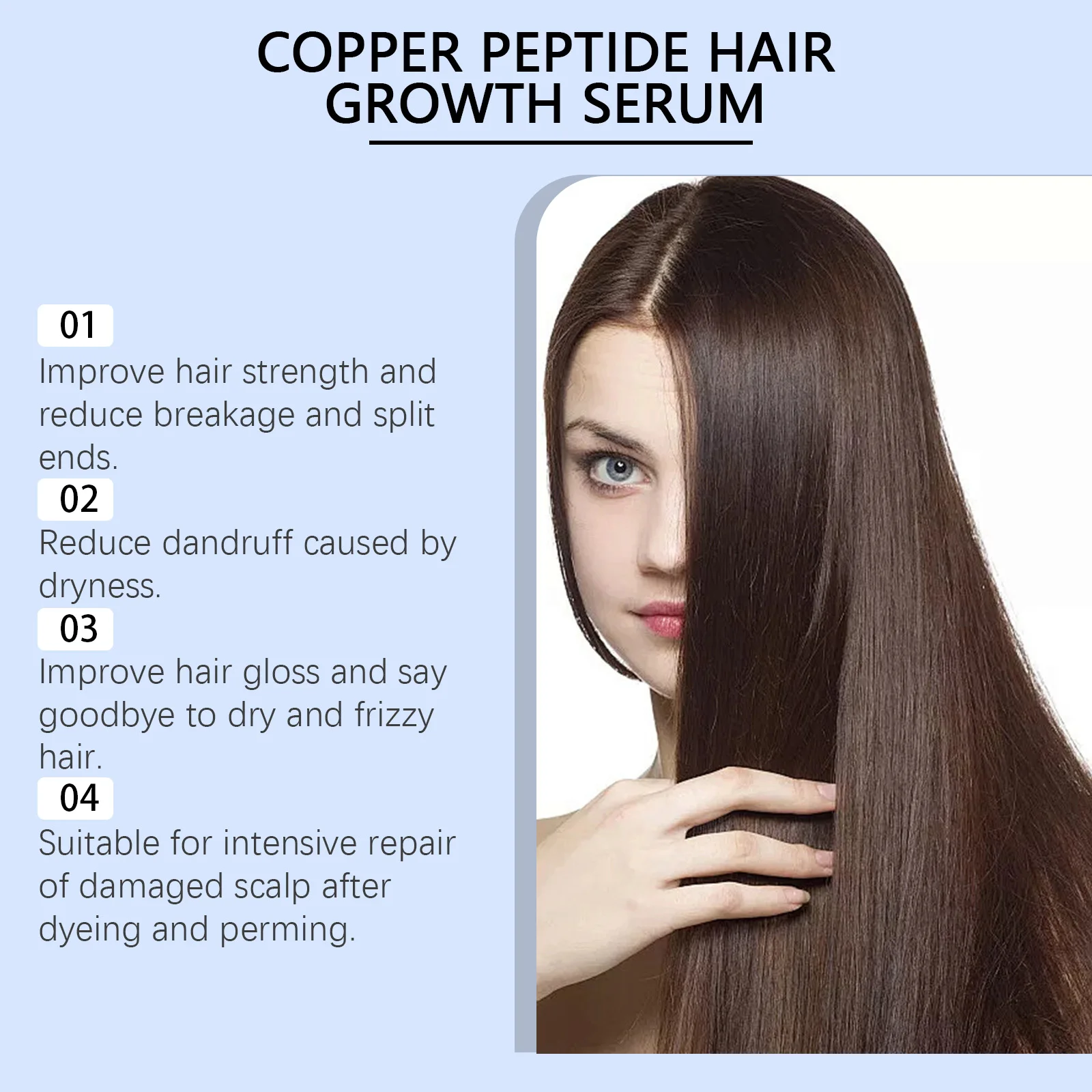 Copper Peptide Hair Serum GHK Cu Hair Growth Activate Follicles Strengthen Roots Thicker Hair Dry Scalp Anti Breakage Daily Care thumbnail 4