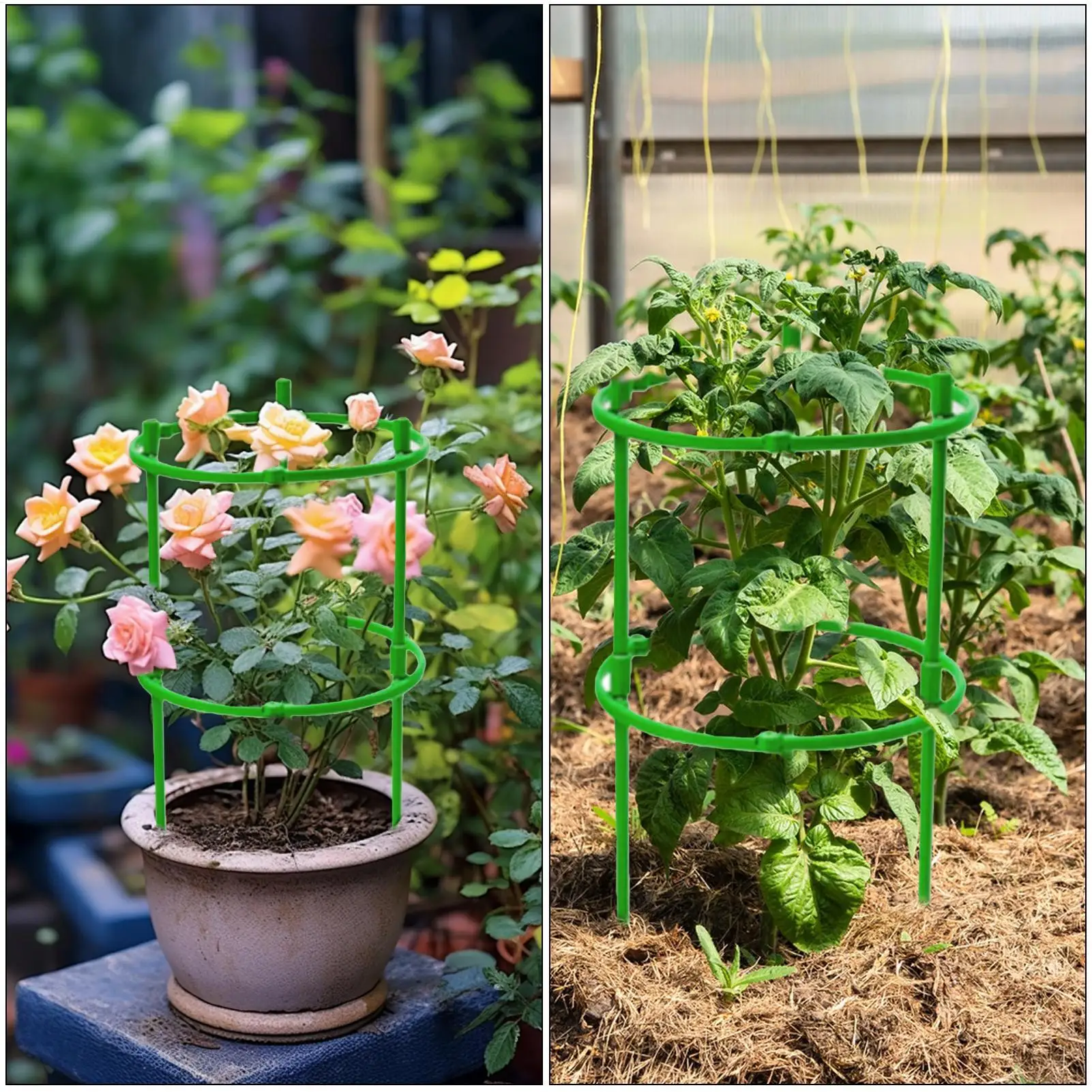 Tomato Cages Trellis Plastic Column Vine Plant Bracket Potted Flower Plant Support Pile Stackable Tomato Tower Plant Cage thumbnail 4