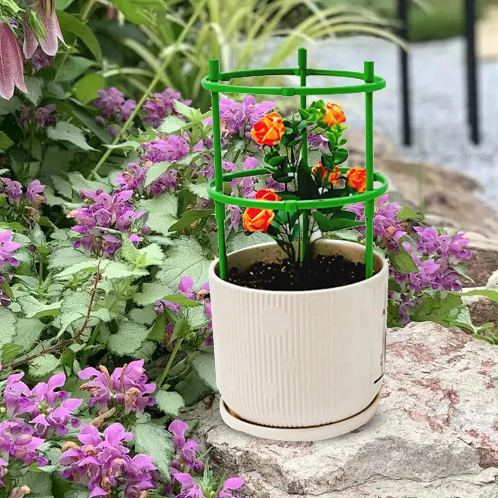Tomato Cages Trellis Plastic Column Vine Plant Bracket Potted Flower Plant Support Pile Stackable Tomato Tower Plant Cage thumbnail 3