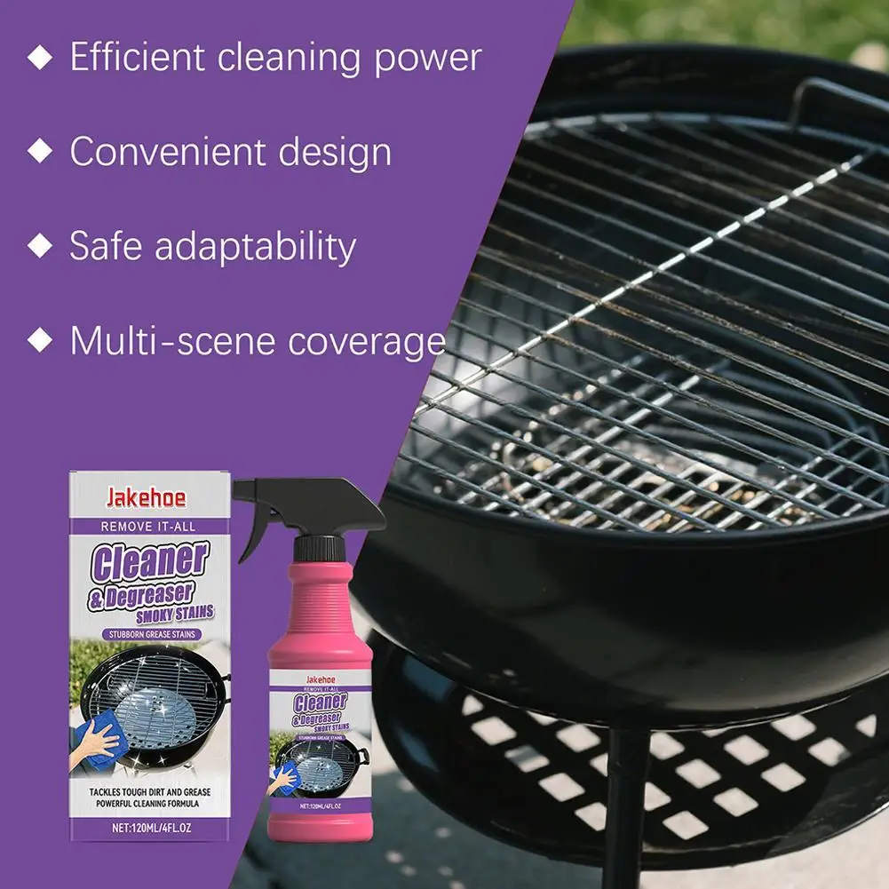 120ml Powerful BBQ Grill Cleaner Spray Degreaser For Grill Grates Ovens Stove Top Heavy Duty Kitchen Grease Stain Remover