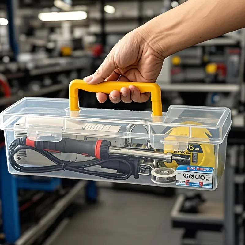 Plastic Handheld Tool & Craft Storage Box with Lid - Portable Organizer Suitable for Screws, Nails, DIY Supplies,Scredriver Bits thumbnail 6