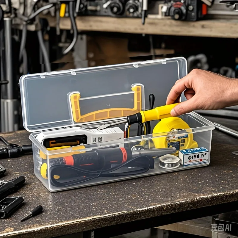 Plastic Handheld Tool & Craft Storage Box with Lid - Portable Organizer Suitable for Screws, Nails, DIY Supplies,Scredriver Bits thumbnail 5